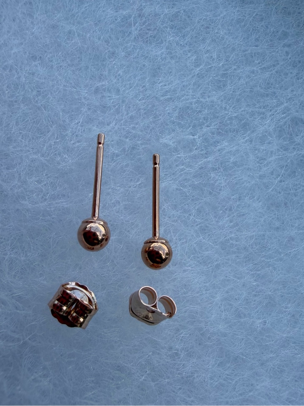 14K Rose Gold Tiny Ball Stud Earrings Minimal Dainty Small